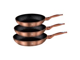 Berlinger Haus Σετ τηγανιών 3 τεμ. σε ροζ χρυσό, Metallic Line Rose Gold Edition BH-1278NF