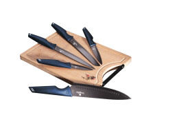 Berlinger Haus Σετ μαχαιριών 6 τεμ. με ξύλινη επιφάνεια κοπής σε τιρκουάζ, Metallic Line BH-2705