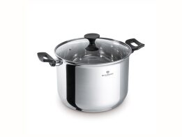 Blaumann Ψηλή Κατσαρόλα 24cm με Γυάλινο Καπάκι από Ανοξείδωτο ατσάλι, BL-3824