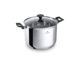 Blaumann Ψηλή Κατσαρόλα 26 cm με Γυάλινο Καπάκι από Ανοξείδωτο ατσάλι, Gourmet Line BL-3825