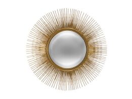 Στρογγυλός Καθρέφτης Τοίχου με Χρυσό Μεταλλικό Πλαίσιο σε Στυλ Ήλιου Διαμέτρου 58 cm