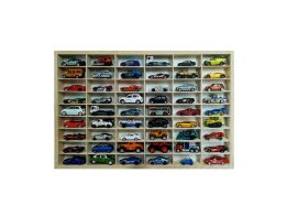 Ξύλινη Ραφιέρα για Αυτοκινητάκια με 54 Θέσεις σε Μπεζ Χρώμα, 60x5.3x40 cm