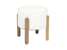 Ξύλινο Σκαμπό με Ξύλινα Πόδια και Υφασμάτινη Επένδυση, 35.5x35x35 cm, σε Λευκό Χρώμα, Side Stool