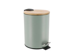 Μεταλλικός Κάδος Απορριμμάτων Χωρητικότητας 3L με Καπάκι από Bamboo, 17x20.5x23.5 cm