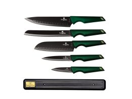 Berlinger Haus Σετ Μαχαίρια 6 τεμ Ανοξείδωτα με Μαγνητική Επιτοίχια Βάση, Emerald Collection BH-2696