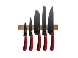 Berlinger Haus Σετ Μαχαίρια 6 τεμαχίων με Mαγνητική Βάση Τοίχου, Metallic Line Burgundy BH-2886