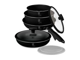 Berlinger Haus Σετ Αντικολλητικά Μαγειρικά Σκεύη 9 Τεμ από Αλουμίνιο, Matte Black Collection BH-8257