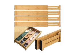 Ρυθμιζόμενα Σετ Διαχωριστικών 4 Τεμαχίων Οργανωτής Συρταριού από Μπαμπού, 42&#8211;56x6x15 cm