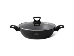 Edenberg Ρηχή Κατσαρόλα 24cm Αντικολλητική με Μαρμάρινη Επίστρωση και Γυάλινο Καπάκι, EB-7463