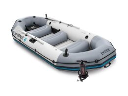 Intex Φουσκωτή Βάρκα 4 Ατόμων από PVC με 4 Κουπιά, και Τρόμπα Mariner 4, 328x145 cm, 68376