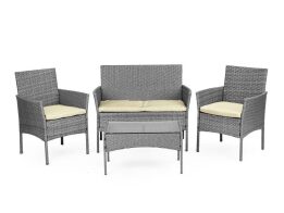 Σετ 'Eπιπλα Kήπου και Bεράντας 4 Τεμ απο Rattan με Μαξιλάρια, σε Γκρι Χρώμα, CRF1720 LIGHT GREY