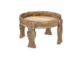 Στρογγυλό Ξύλινο Τραπεζάκι Σαλονιού σε Boho Στυλ και Καφέ Χρώμα, 51x33.5 cm, Coffee Table