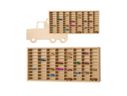 Ξύλινη Ραφιέρα Οχημάτων Σε Σχήμα Φορτηγού για 80 Αυτοκινητάκια, 79x40 cm