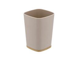 Ποτηροθήκη Μπάνιου από Καουτσούκ, ABS και Μπαμπού, σε Μπεζ Χρώμα, 7.5x7.5x10.5 cm