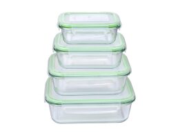 Alpina Σετ Γυάλινων Δοχείων Αποθήκευσης 8τμχ με Αεροστεγές Καπάκι, 370ml έως 1520ml, 26763