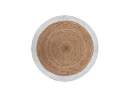 Στρογγυλό Χαλί από Φυσική Γιούτα με Λευκό Περίγραμμα, Διαμέτρου 120 cm