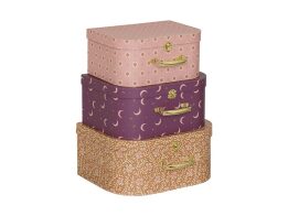 Σετ Παιδικές Διακοσμητικές Βαλίτσες, 3 Τεμαχίων με Μαγικά Σχέδια και Χρυσές Λεπτομέρειες