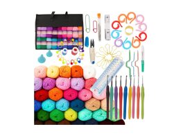 Σετ Πλεξίματος με Βελονάκι 113 Τεμαχίων με Νήματα, Βελόνες και Αξεσουάρ σε Τσάντα XXL