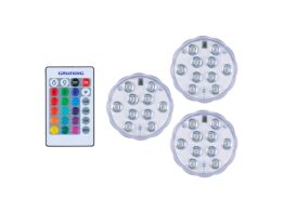 Grundig Σετ Προβολείς LED 3 Τεμ IP65 με Τηλεχειριστήριο και Διαφορετικές Αποχρώσεις, RGB, 34741