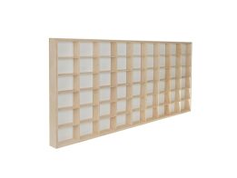 Ξύλινη Ραφιέρα για Κούκλες έως 10cm με 54 Θέσεις από Κόντρα Πλακέ, 104x46x4.5 cm