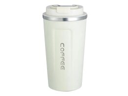 Κούπα Θερμός 510ml για Καφέ και Ροφήματα από Ανοξείδωτο Ατσάλι LCD, Σε Λευκό Χρώμα, 9x9x17 cm