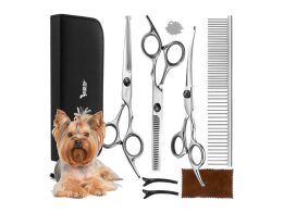 Purlov Σετ Επαγγελματικά Ψαλίδια Καλλωπισμού για Σκύλους από Ανοξείδωτο Ατσάλι με Θήκη