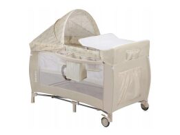 Lionelo Sven Plus Παρκοκρέβατο 2 Επιπέδων με Αλλαξιέρα, σε Μπεζ χρώμα, 127x65x77cm, Beige Latte