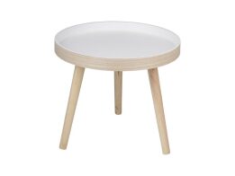 Στρογγυλό Βοηθητικό Τραπέζι Σαλονιού με Ξύλινη Επιφάνεια, 40x36 cm, Side Table
