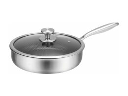 Edenberg Βαθύ Αντικολλητικό Τηγάνι 24cm από Ανοξείδωτο Ατσάλι με Γυάλινο Καπάκι, EB-7651