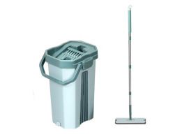 Σετ Κουβάς με Επίπεδη Σφουγγαρίστρα, σε Πράσινο χρώμα, 28x28x46 cm