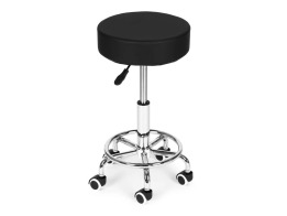 Περιστρεφόμενο Σκαμπό Αισθητικής, με Μεταλλική Βάση, σε μαύρο χρώμα, 38.5x38.5x51 cm