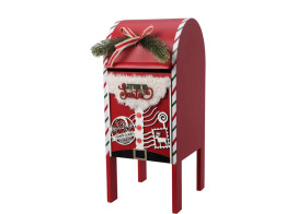 Χριστουγεννιάτικο Ξύλινο Γραμματοκιβώτιο, σε Κόκκινο χρώμα, 20x19x44.5 cm, X-mas Mailbox