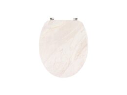 Ξύλινο Καπάκι Λεκάνης Μπάνιου με Σχέδιο Μάρμαρο σε Μπεζ Χρώμα από MDF, 37.5x5.5x50 cm