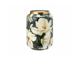 Μεταλλικό Διακοσμητικό Βάζο, με σχέδιο Λουλούδια, 15x15x20.5 cm