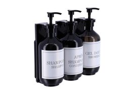 Σετ Διανεμητών Dispenser 3 Τεμαχίων για το Μπάνιο 500ml με Στήριγμα Τοίχου, 23.5x9.5x20.5 cm