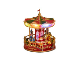 Χριστουγεννιάτικο Φωτιζόμενο Διακοσμητικό Καρουζέλ με Μουσική και Κίνηση 23x23x28 cm