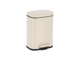 Μεταλλικός Κάδος Απορριμμάτων με Καπάκι, Χωρητικότητας 5lt σε Μπεζ Χρώμα, 21x18.5x29.5 cm