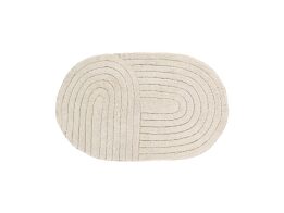 Πατάκι Μπάνιου Αντιολισθητικό Οβάλ από Βαμβάκι σε Κρεμ Χρώμα, 50x80 cm
