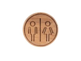 Ξύλινη Πινακίδα Πόρτας WC Ανδρών Γυναικών από Ξύλο Ακακίας, σε Καφέ Χρώμα, 10x10 cm