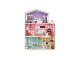 Ξύλινο Παιδικό Κουκλόσπιτο 3 Ορόφων, με 9 Έπιπλα και Ανελκυστήρα, 81.5x30.5x114 cm