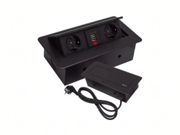 Izoxis Χωνευτό Πολύπριζο Ασφαλείας 2 Θέσεων με 2 USB-A,  3300W και Καλώδιο 1.9m, 26.5x12x7 cm