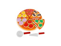 Ξύλινο Σετ Πίτσας 27 Τεμαχίων με 6 Φέτες, Μαχαίρι και Σπάτουλα για Παιχνίδι Μαγειρικής