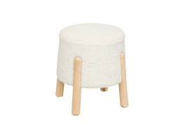 Σκαμπό με Ξύλινα Πόδια και Υφασμάτινη Επένδυση, σε Λευκό Χρώμα, 41x35x41.5 cm, Side Stool