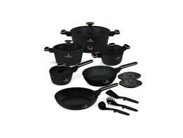 Berlinger Haus BH-8363 Σετ Αντικολλητικά Μαγειρικά Σκεύη 15 Τεμ Black Rose Collection