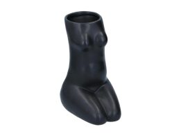 Arti Casa Διακοσμητικό Βάζο 21cm από Δολομίτη, σε Σχήμα Γονατιστή Γυναικεία Φιγούρα, 22405 Μαύρο