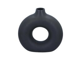 Arti Casa Διακοσμητικό Βάζο από Πορσελάνη, με Οβάλ Σχέδιο σε Μαύρο Χρώμα, 10.5x31cm, 24397