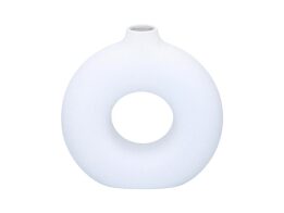 Arti Casa Διακοσμητικό Βάζο από Πορσελάνη, με Οβάλ Σχέδιο σε Λευκό Χρώμα, 10.5x31cm, 24398