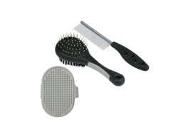 Σετ Περιποίησης Κατοικιδίου 3 Τμχ Βούρτσα Διπλή Όψης, Μεταλλική Χτένα και Λαστιχένια Βούρτσα Μπάνιου