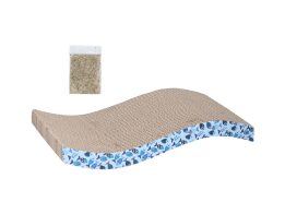 Χάρτινο Κυματιστό Ονυχοδρόμιο Γάτας με Catnip, με Σχέδιο Ψαράκια, 42.4x21.5x6.7 cm Μπλε