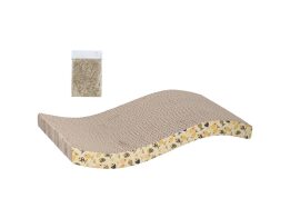 Χάρτινο Κυματιστό Ονυχοδρόμιο Γάτας με Catnip, με Σχέδιο Ψαράκια, 42.4x21.5x6.7 cm Κίτρινο